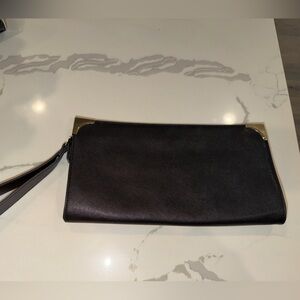 Elegant Black Clutch with Gold Accents